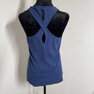 Volcom Blue Polka Dot Racerback Tank Top M/12 Cotton Modal Blend Womens Sleevele